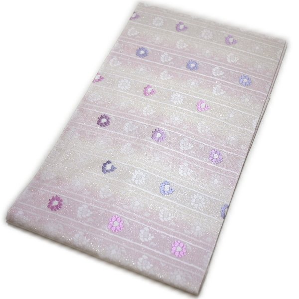 【割引クーポン配布中】名古屋帯 なごや帯 京都西陣織 正絹 仕立て上がり（ホワイト系）日本製 正倉院宝物紋様 レディース 女性 小紋 着物 袷 単衣