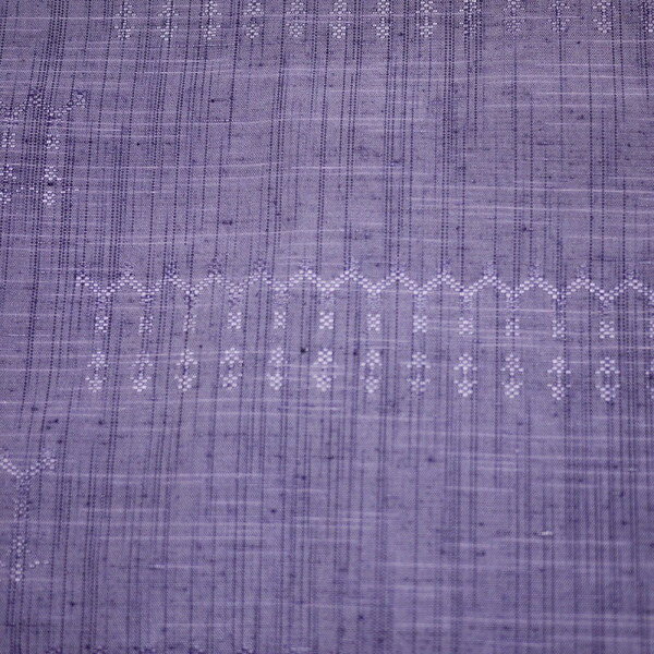 仕立て上がりプレタ着物 正絹紬小紋（袷：フリー：紫色：縦縞柄）三代目市三郎雅生紬會