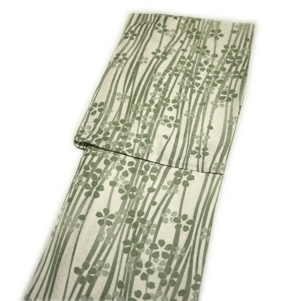 Rakuten - 着物 洗える仕立て上がり小紋（袷：グリーン系 桜と流水柄：Lサイズ）