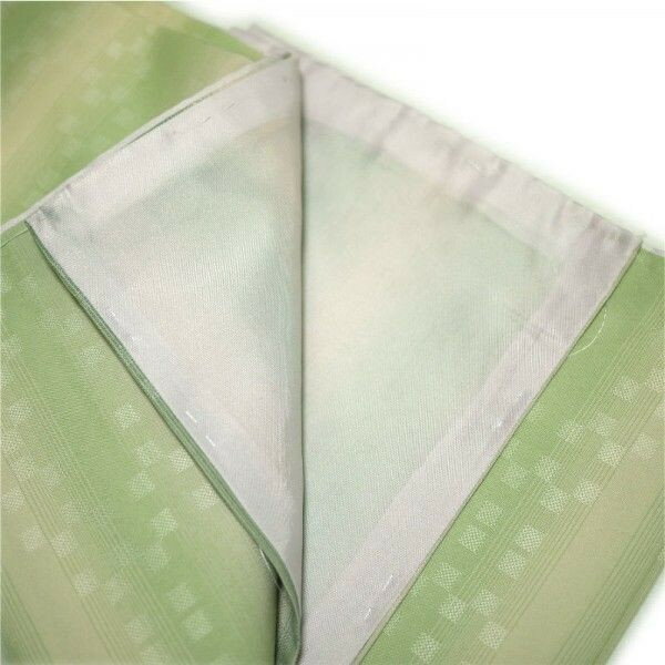 着物 洗える仕立て上がり小紋 （袷 グリーン系 縦縞柄 Mサイズ）日本製生地　着物 女性 レディース 和装 和服 きもの 春 秋 冬 カジュアル 小粋 普段着