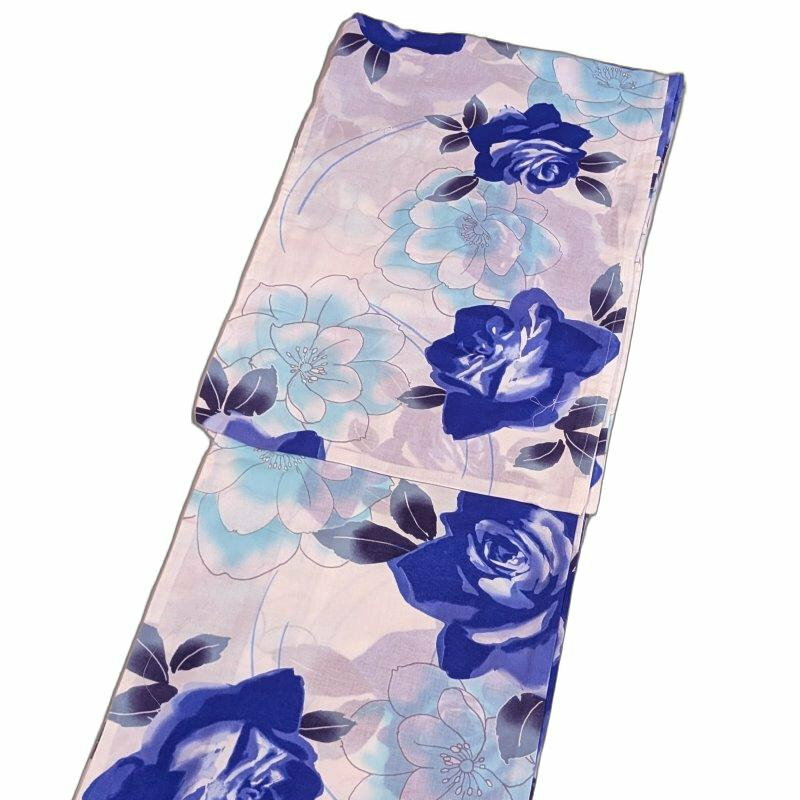 乐天商城 - 【お得なクーポン配布中】浴衣 （白地に薔薇柄）上質 上品 大人 浴衣 単品 レディース 女性 和装 デート お祭り 夏祭り 花火