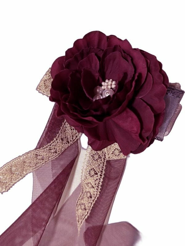 帯飾り髪飾りロングチュールレース浴...