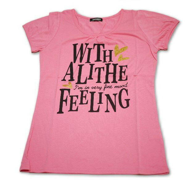 【クーポン本日最終日！】Tシャツ レディース 半袖 ピンク色地にハートとロゴ Mサイズ 【メール便OK】3枚まで可