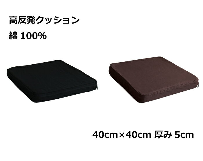 【楽天スーパーセール50％オフ】【訳あり/商品入替に伴い値引きします。】柔らか　高反発クッション 40cm角 5cm厚 綿100%カバー ブラウン