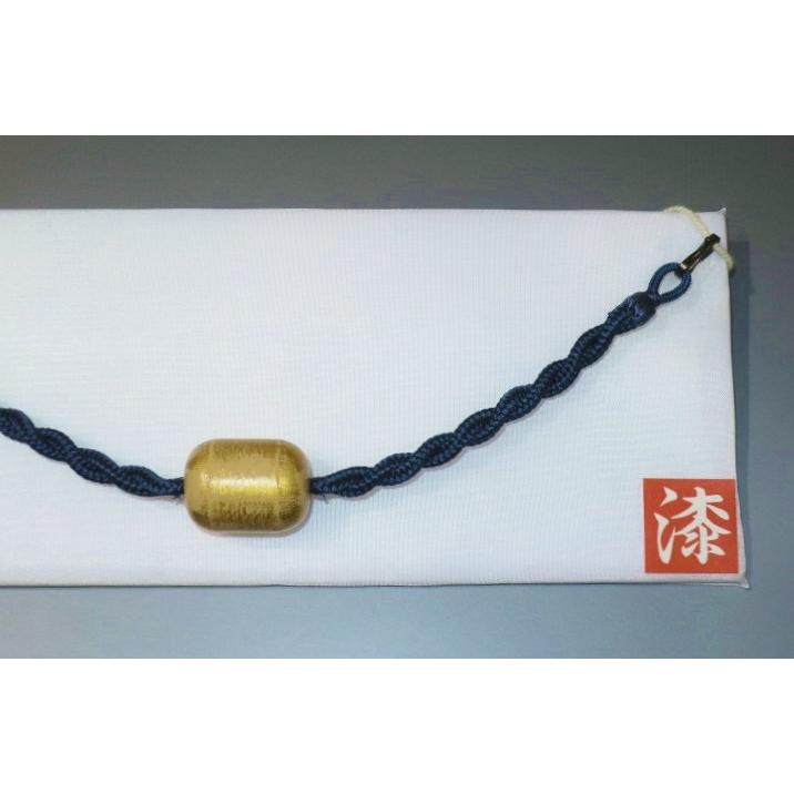 漆細工の男物羽織紐 К皆中オリジナル一点物 沈金の刷毛漆に青灰の細組紐 作家物 細紐仕上げ（弐9823RM）