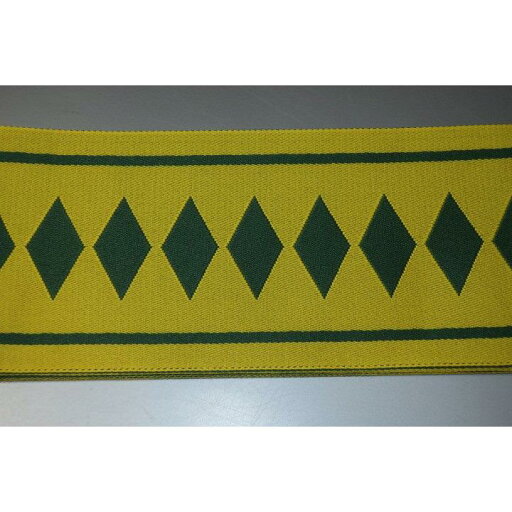 男角帯2 化繊若狭繻子繻子織К緑と辛子色の菱繋ぎ 平打ちの両面の色違い