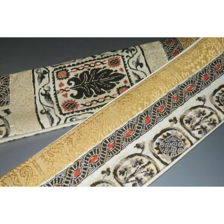 男角帯 本絹西陣織練貫К 金糸緞子と忍び返し古代壁画文様 別誂え