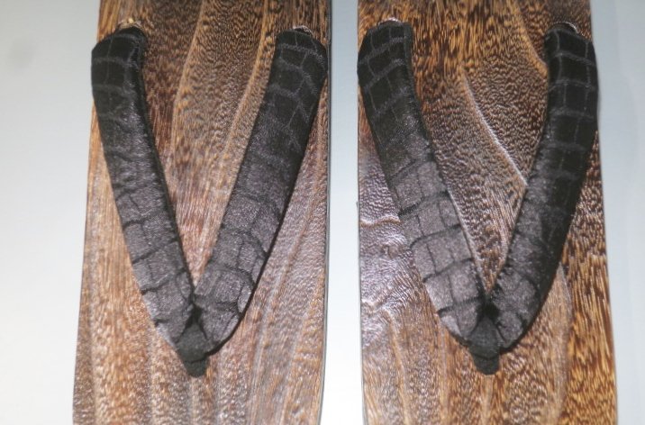男性焼き桐下駄M〜Lサイズ25.5cm К黒の石垣文様 大人柄