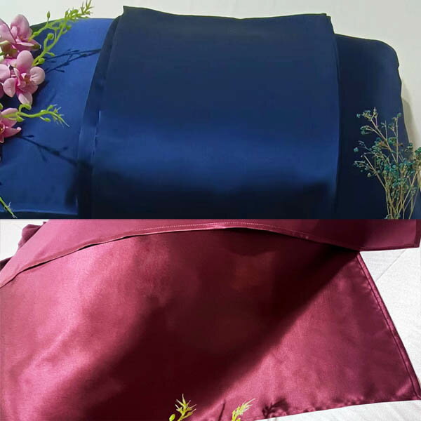 新色 19匁 シルク 枕カバ− 筒型 シルク カバー ワイン ネイビー