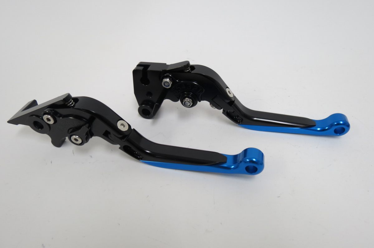 Ninja400 Ninja250 2018- Z250 Z400 2018- KLX250 可倒式 ダブルビレットレバー 黒×青