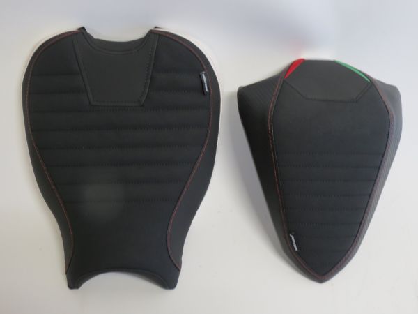 ducati用 Streetfighter V2 ストリートファイター 2022 以降 フロント & リア シート カスタム 10mm アップ ストライプ 黒白