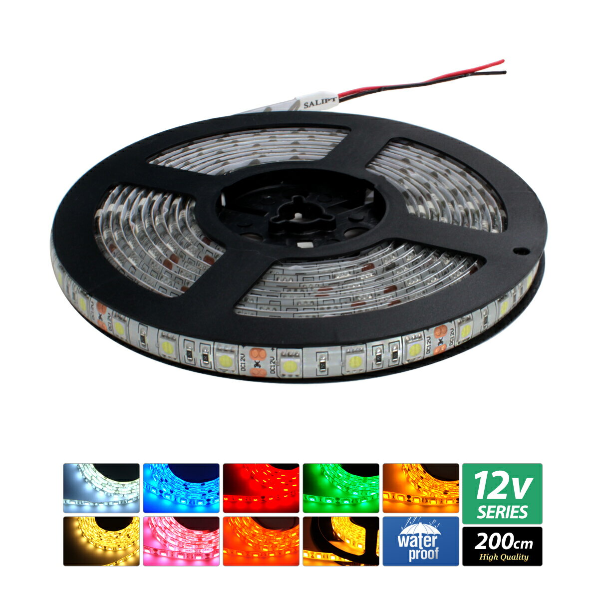 【ハイクオリティ】LEDテープライト 12V 防水 3チップ 単体 200cm