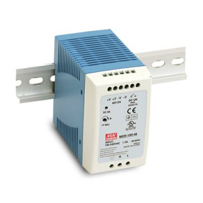 商品詳細 同梱物・セット内容 品名 数量 スイッチング電源 24V 4A 96W 直流安定化電源 DINレール対応 Meanwell MDR-100-24 1個 外形寸法 画像参照 仕様 入力電圧：85～264VAC 47-63Hz 出力電源：24V 定格電流：4A 最大出力：96W 注意事項 ※商品情報は掲載されている限りになります。 ※設置・加工についてのお問い合わせにはお答えしておりません。 ご質問はjapan@kaitodenshi.jpまで、お気軽にお問い合わせください。