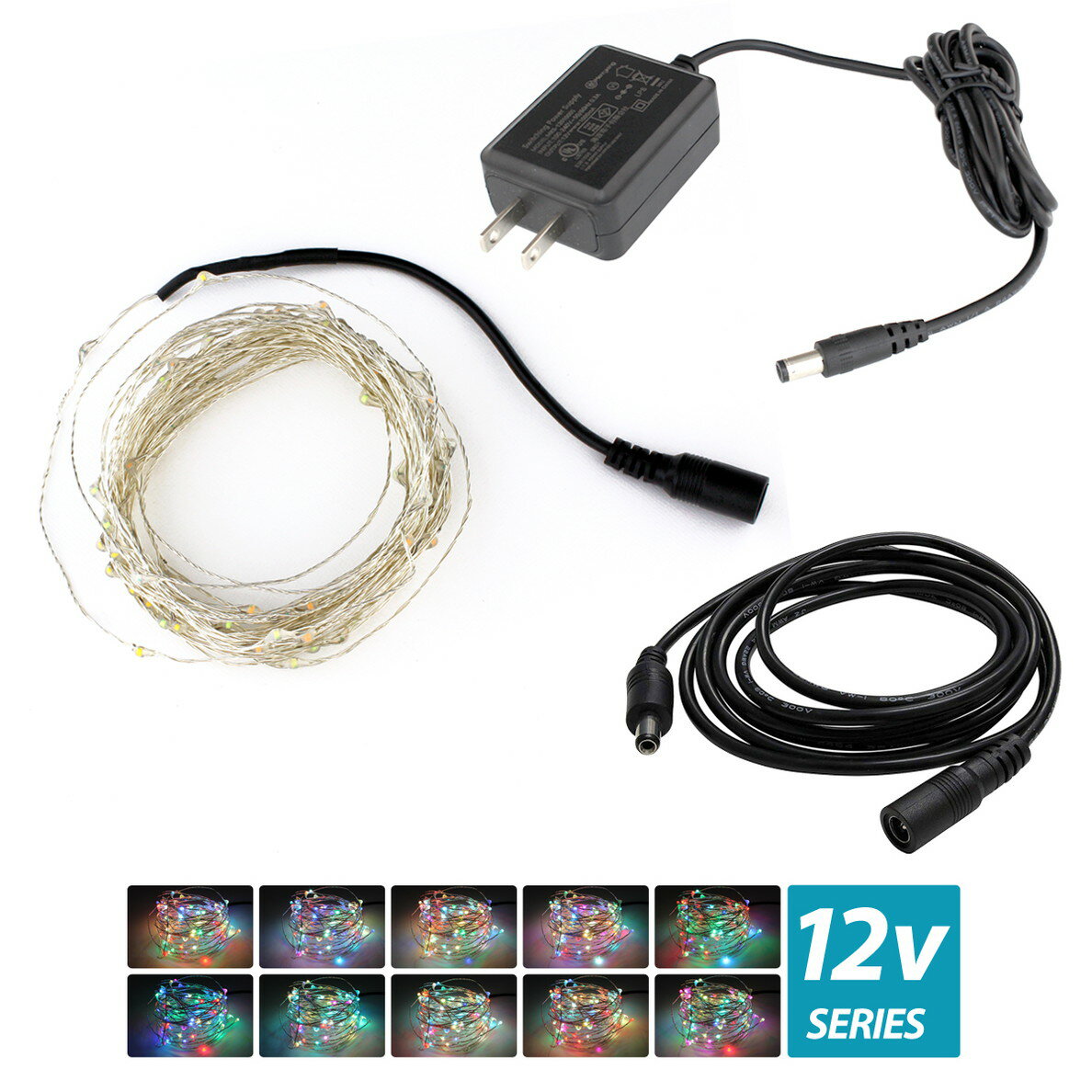 楽天ledテープ 電子部品 販売 海渡電子ジュエリーライト イルミネーション フェアリーライト LED 防水 10m 100球 カラフル RGB 自動点滅 電源セット
