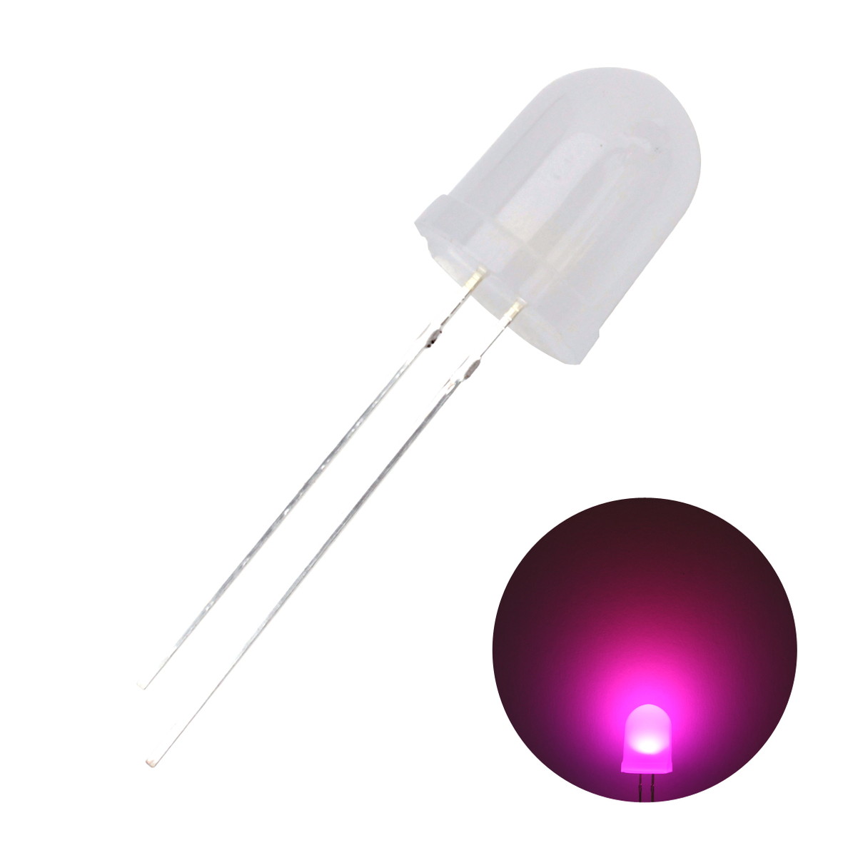 LED 発光ダイオード 10mm 砲弾型 乳白色レンズ ピンク 1000-1500mcd 649-651nm 10個