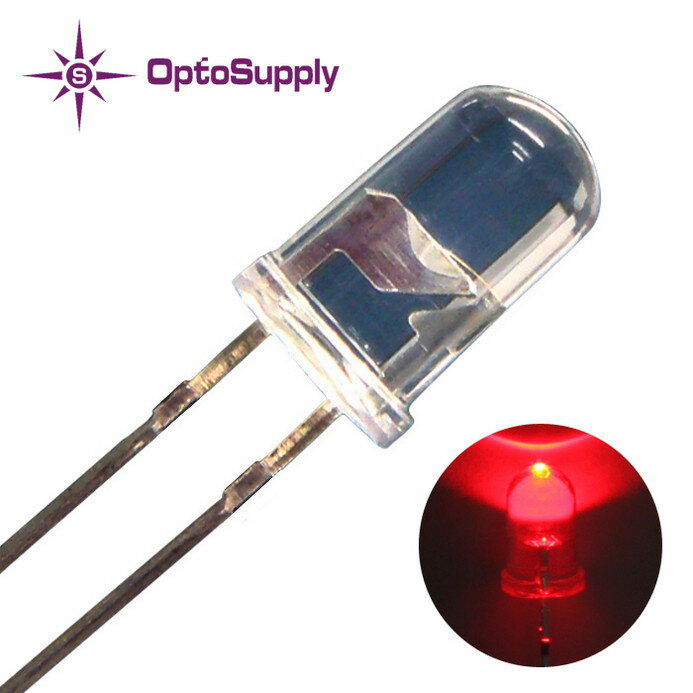 LED _CI[h 5mm Ce^ RED OptoSupply 18000-22000mcd 20mA 15deg OSR5CA5111A-WY 20