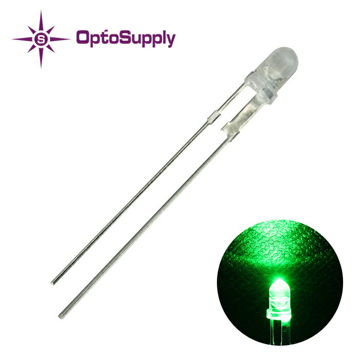 LED 3mm Ce^ Pure Green OptoSupply Deluxe Power 30000mcd 50mA OSG58A3131P 10