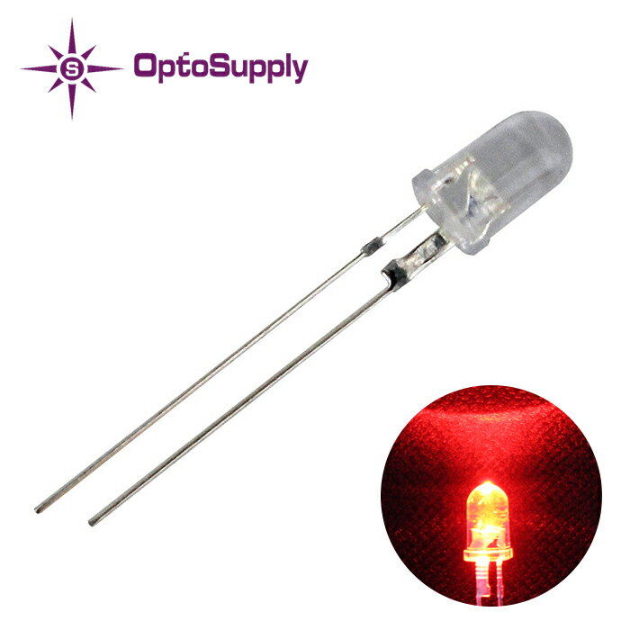 LED _CI[h 5mm Ce^ Red OptoSupply Deluxe Power 100000mcd 70mA 15deg OS5RKA5111P 10