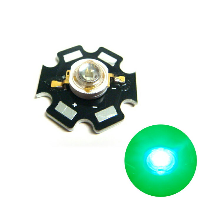 Edison POWER LED 3W 緑色 EDET-3LA1-1 星型ヒートシンク付き 100個