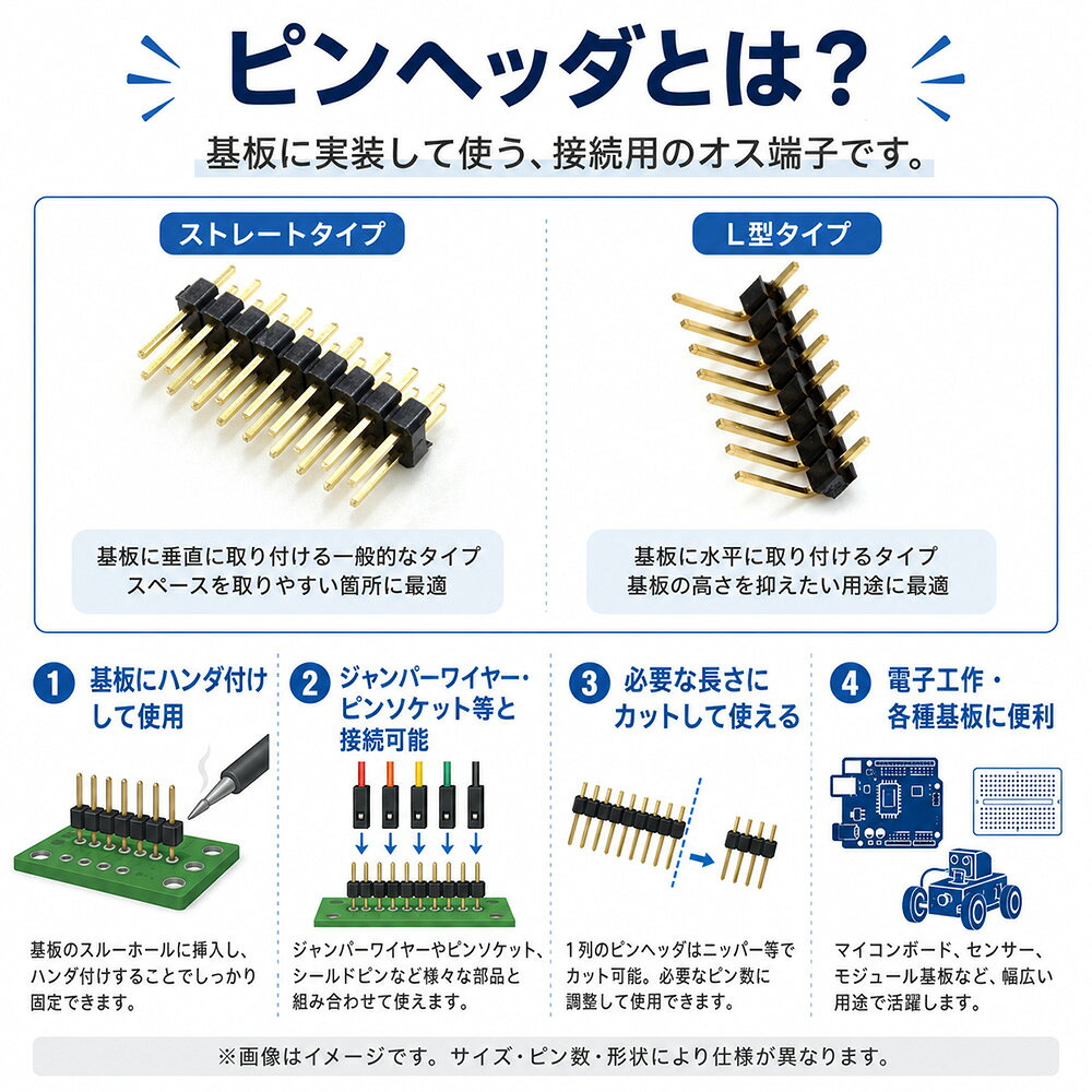 ピンヘッダ L字 標準サイズ 8ピン 電子工作 10個