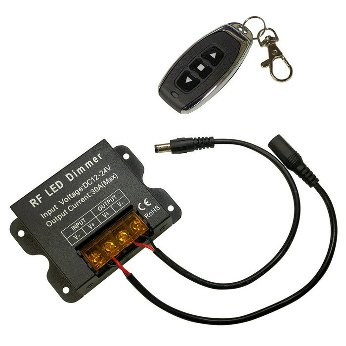 (1個) 単色LEDテープライト用 RFリモコン調光器 （クロムキーレスタイプ） 12V-24V 30A #6917 その1