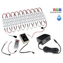 LEDモジュール 流れる RGB 12V 白ベース 防水 看板照明 間接照明 内照アクリル 20連×2 コントローラー 電源 セット