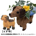 アニマルバスケット 犬 (中) 父の日 お中元 2025 プレゼント結婚記念日 赤 ピンク カーネーション ラベンダー 観葉植物 季節の花 誕生日 動物 寄せ植...