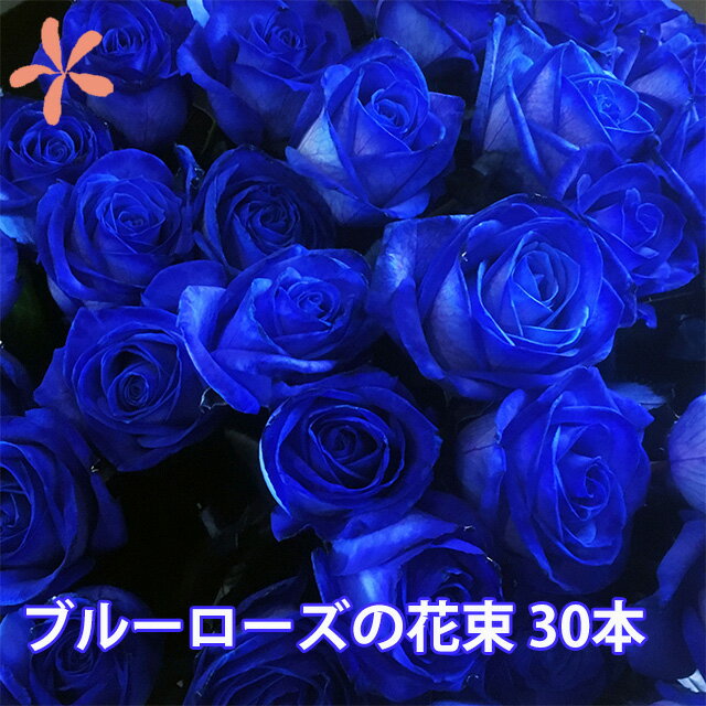 青いバラ ブルーローズ 30本 花束 ブーケ プレゼント バレンタイン お返し ホワイトデー 誕生日 ギフト 結婚記念ん日 バラ あおい 本物 花言葉 青薔薇 奇跡 卒業 入学 送別 青バラ お祝い 退職 おしゃれ 値段 送料無料 生花 お供え 花ギフト