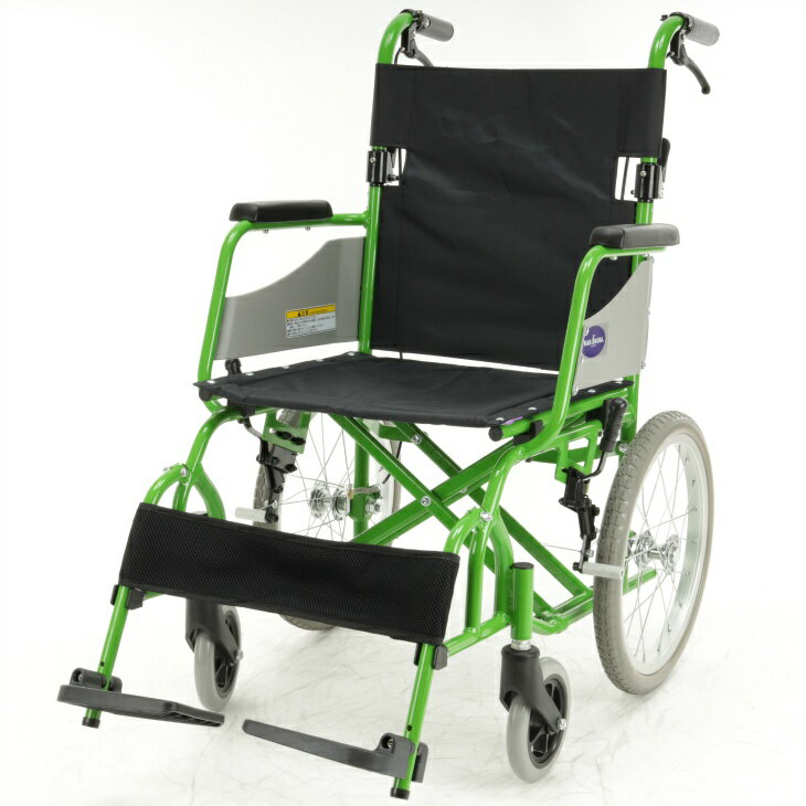 介助式車椅子 軽量 折り畳み ノーパンクタイヤ アカシア・グリーン H201-GN カドクラ