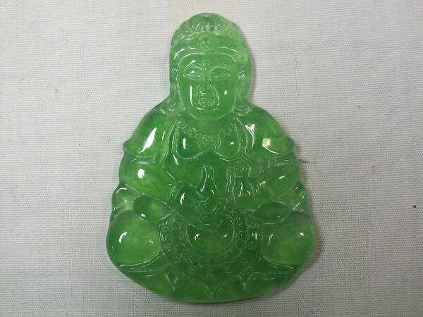 ■龍香堂■☆ミャンマー氷種翡翠トップ「観音様」54mm