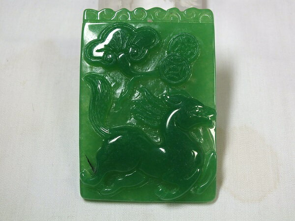■龍香堂■☆ミャンマー翡翠「福鹿牌子」62mm