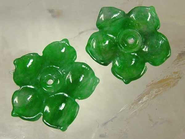 ■龍香堂■☆ミャンマー翡翠（ひすい）小牌子2P「花」10mm