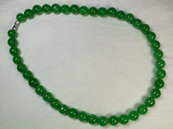 ■龍香堂■☆ミャンマー翡翠（ひすい）13mm玉ネックレス（深アップルグリーン）r3