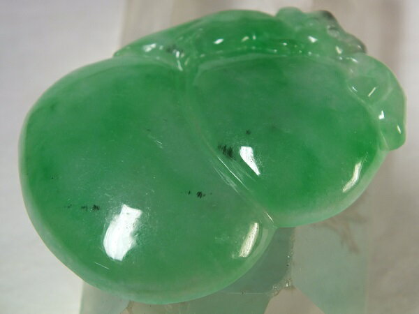 ■龍香堂■☆ミャンマー氷種翡翠（アイスジェダイト）トップ「瓢箪」49mm（d35）