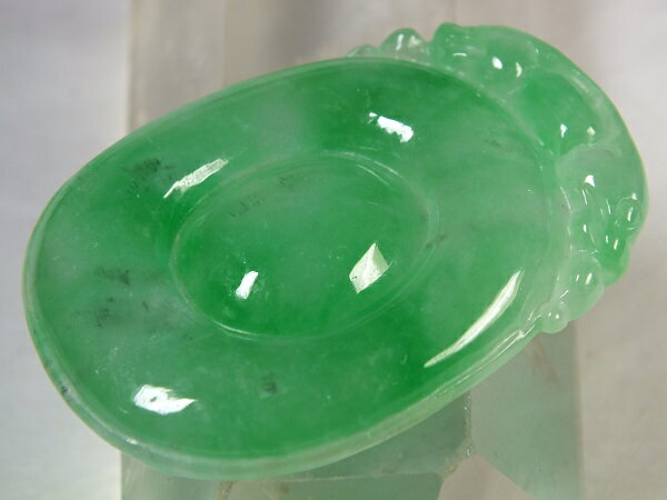 ■龍香堂■☆ミャンマー氷種翡翠（アイスジェダイト）トップ「宝珠」48mm（d46）