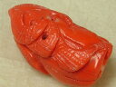■龍香堂■☆珍品!赤珊瑚小物「甜瓜蛇」32mm(v17)