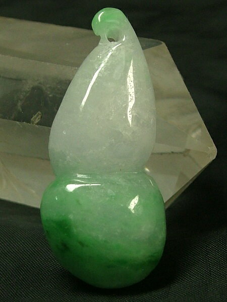 ■龍香堂■☆ミャンマー氷種翡翠（ひすい）瓢箪トップ42mm