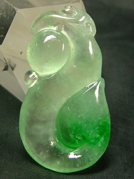 ■龍香堂■☆ミャンマー氷種翡翠（アイスジェダイト）トップ「如意」39mm（d8）