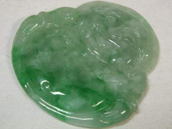 ■龍香堂■☆ミャンマー翡翠（ひすい）布袋トップ40mm（t7）