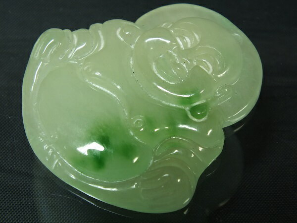 ■龍香堂■☆ミャンマー翡翠（ひすい）布袋トップ37mm（t8）