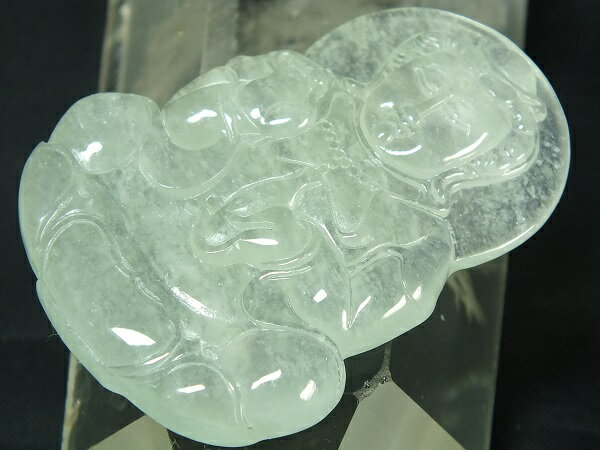 ■龍香堂■☆ミャンマー氷種翡翠（アイスジェダイト）トップ観音48mm（f7）