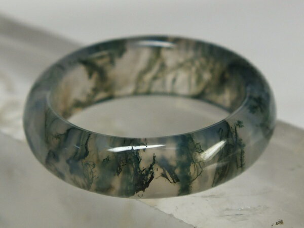 ■龍香堂■☆氷種水草瑪瑙（モスアゲート）リング14号（f41）(4)