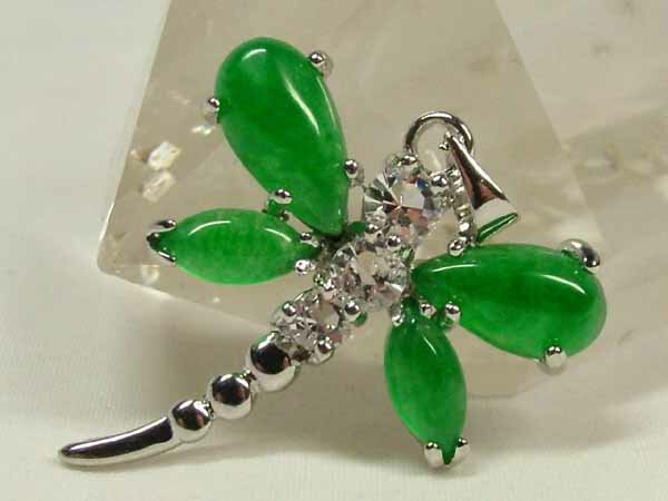 ■龍香堂■☆ミャンマー翡翠ペンダントトップ蜻蛉（S1）