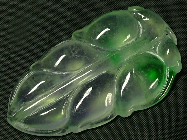 ■龍香堂■☆ミャンマー氷種翡翠（アイスジェダイト）トップ「福葉」42mm