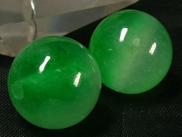 ■龍香堂■☆アクセ用ミャンマー氷種翡翠（アイスジェダイト）12mm玉（2P）