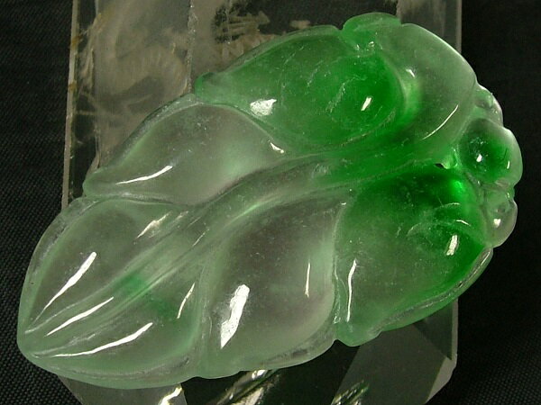 ■龍香堂■☆ミャンマー氷種翡翠（アイスジェダイト）トップ「福葉」45mm（k17）