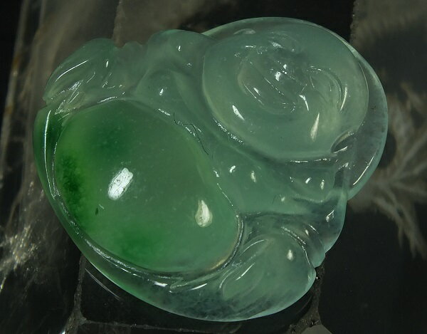 ■龍香堂■☆ミャンマー氷種翡翠（アイスジェダイト）トップ「布袋」26mm（k46）