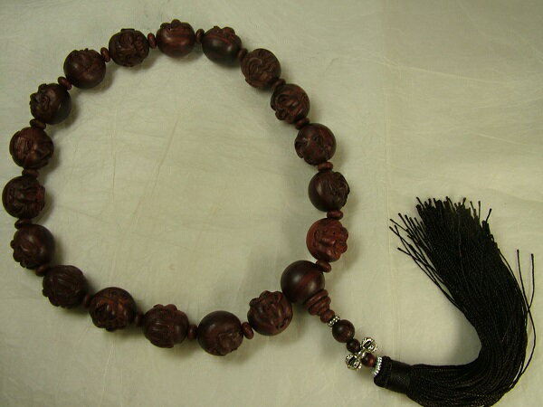 ■龍香堂■☆珍品！紫檀製十八羅漢数珠（19mm）