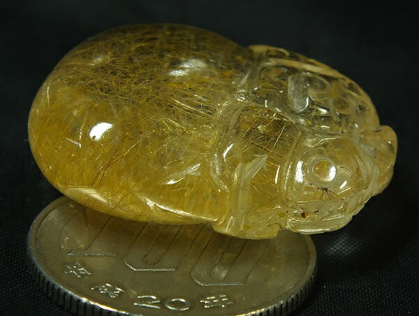 ■龍香堂■☆金色ルチル（金針水晶）トップ宝珠29mm（t7）