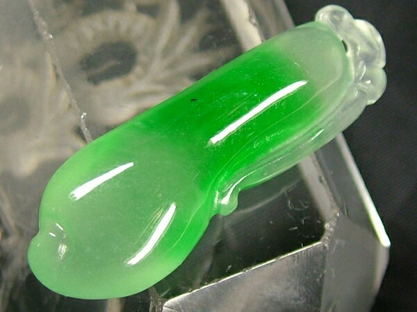 ■龍香堂■☆ミャンマー氷種翡翠（アイスジェダイト）トップ「甜瓜」36mm（v16）